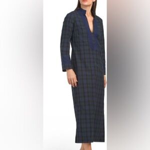 Sail to Sable Long Sleeve Blackwatch Plaid Tunic Maxi Dress Women’s size Small